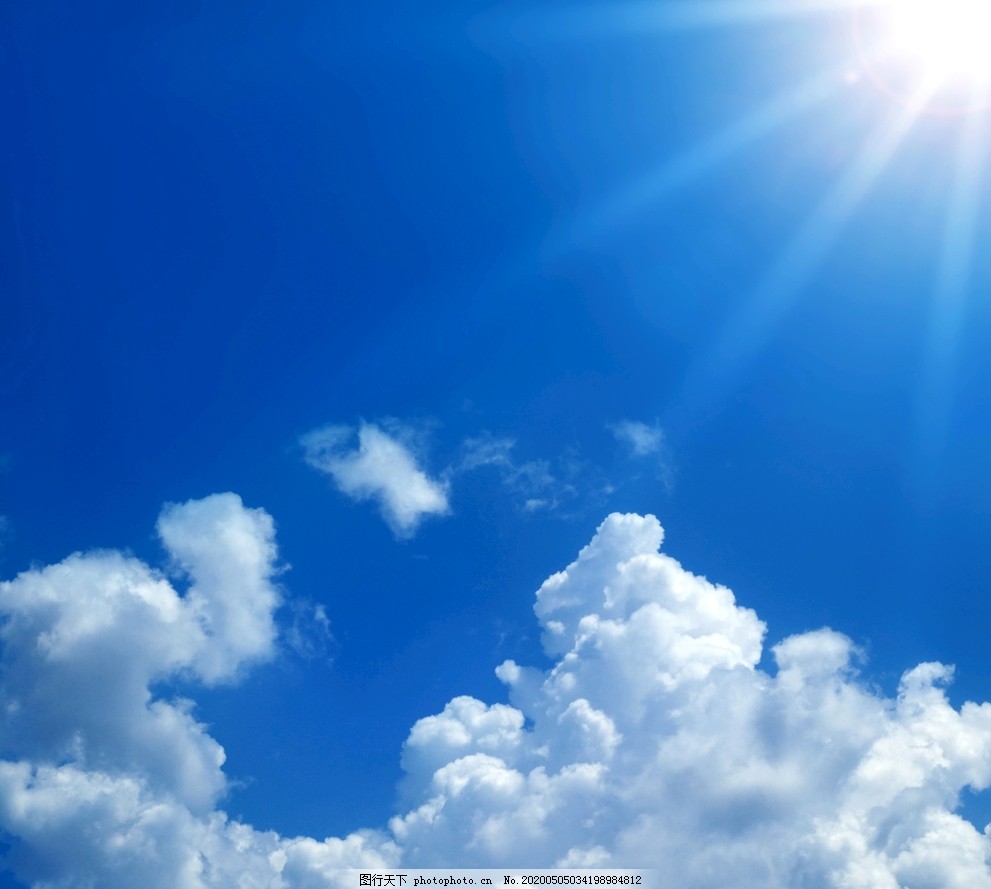 蓝天白云太阳背景图片 自然风景 自然景观 图行天下素材网