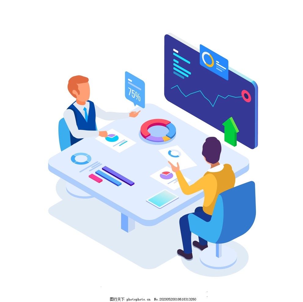 商业大数据分析矢量插画图片_动漫卡通_插画绘画-图行天下素材网
