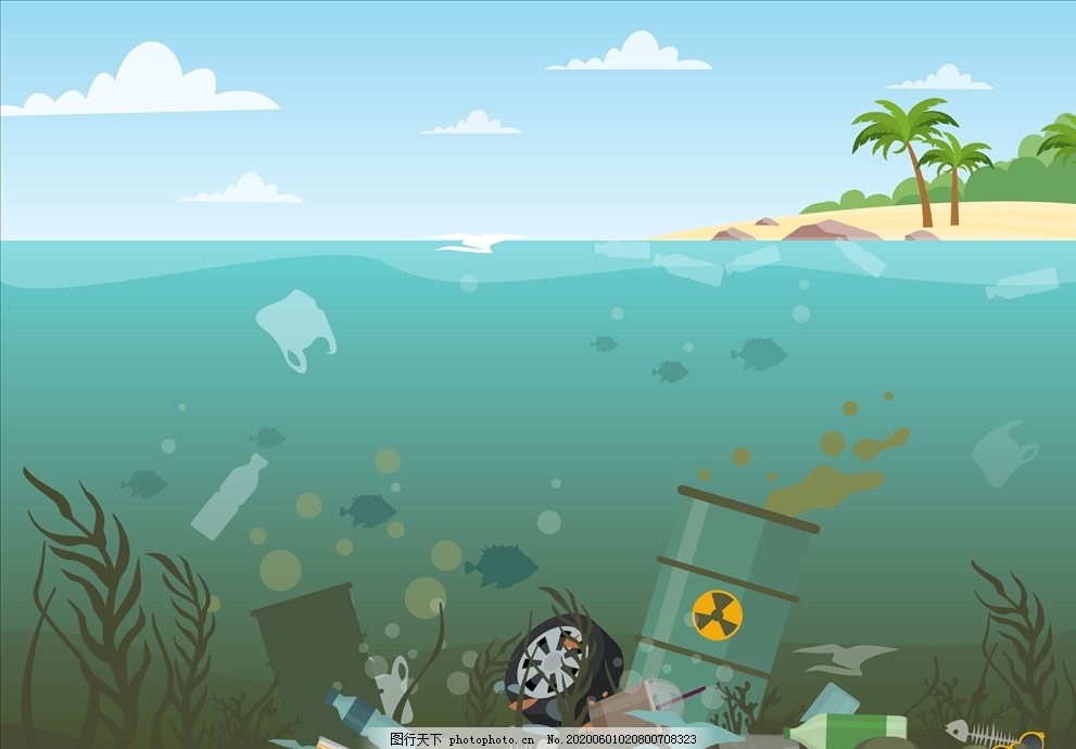 海洋垃圾图片 其他 底纹边框 图行天下素材网