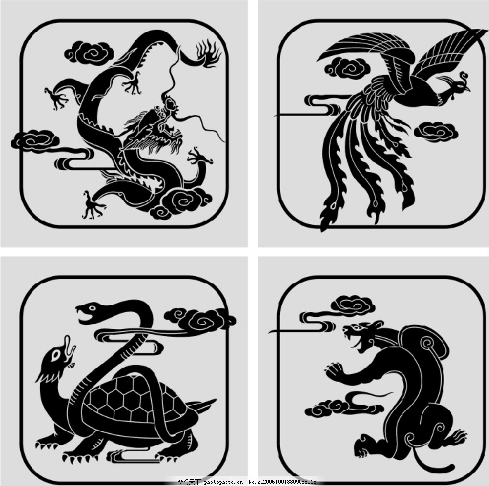 青龙白虎朱雀玄武圣兽图片 传统文化 文化艺术 图行天下素材网