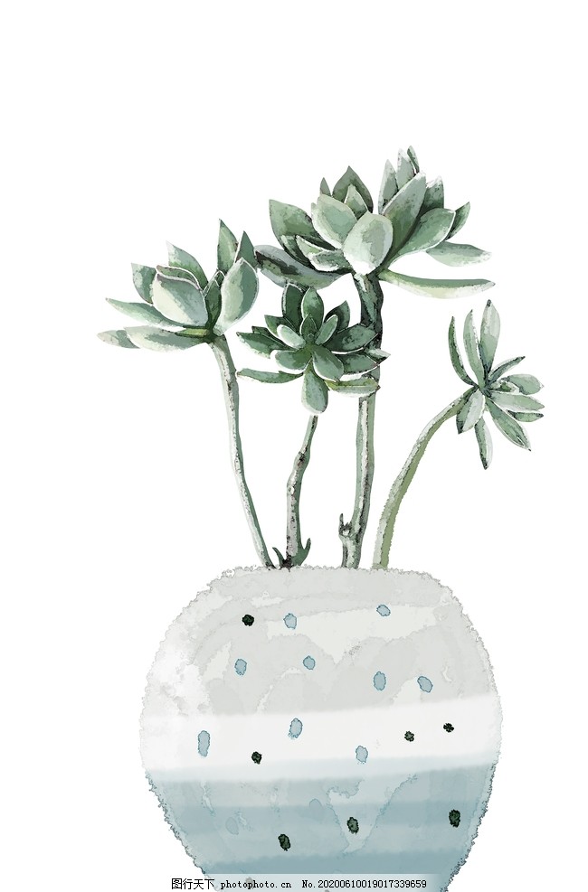 水彩植物现代简约手绘小清新北欧图片 绘画书法 文化艺术 图行天下素材网