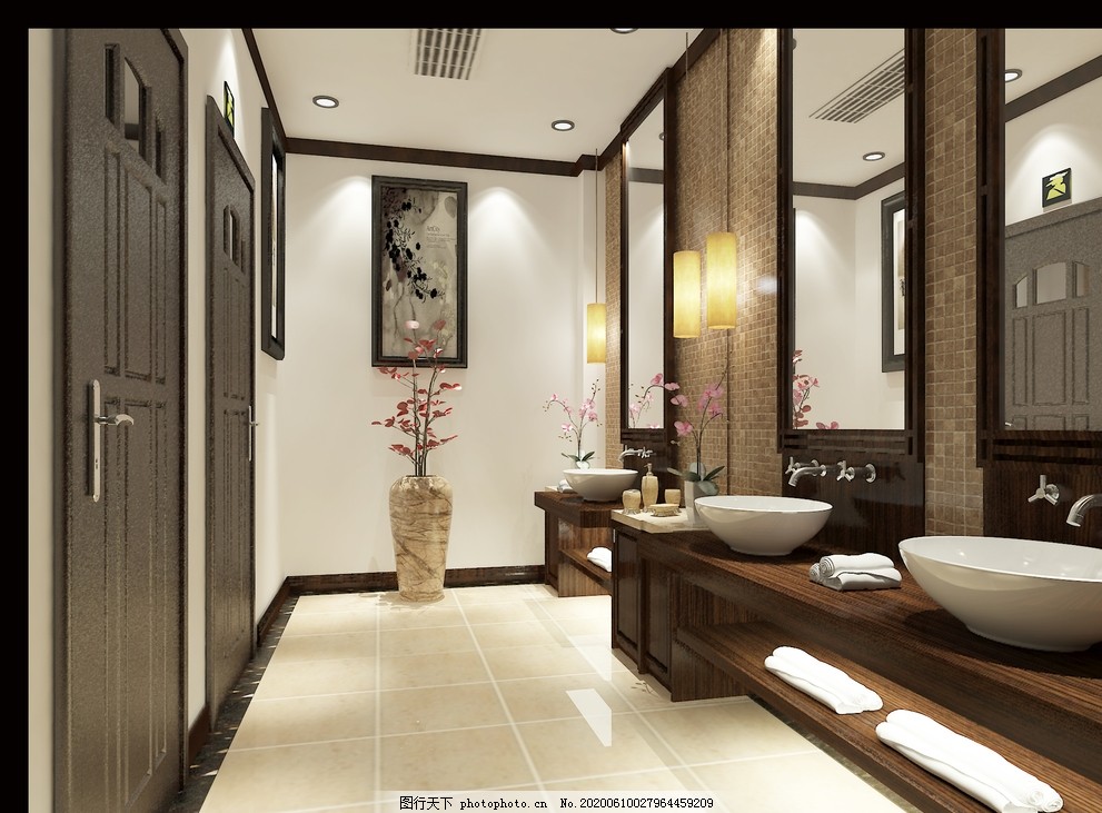 新中式餐厅卫生间效果图